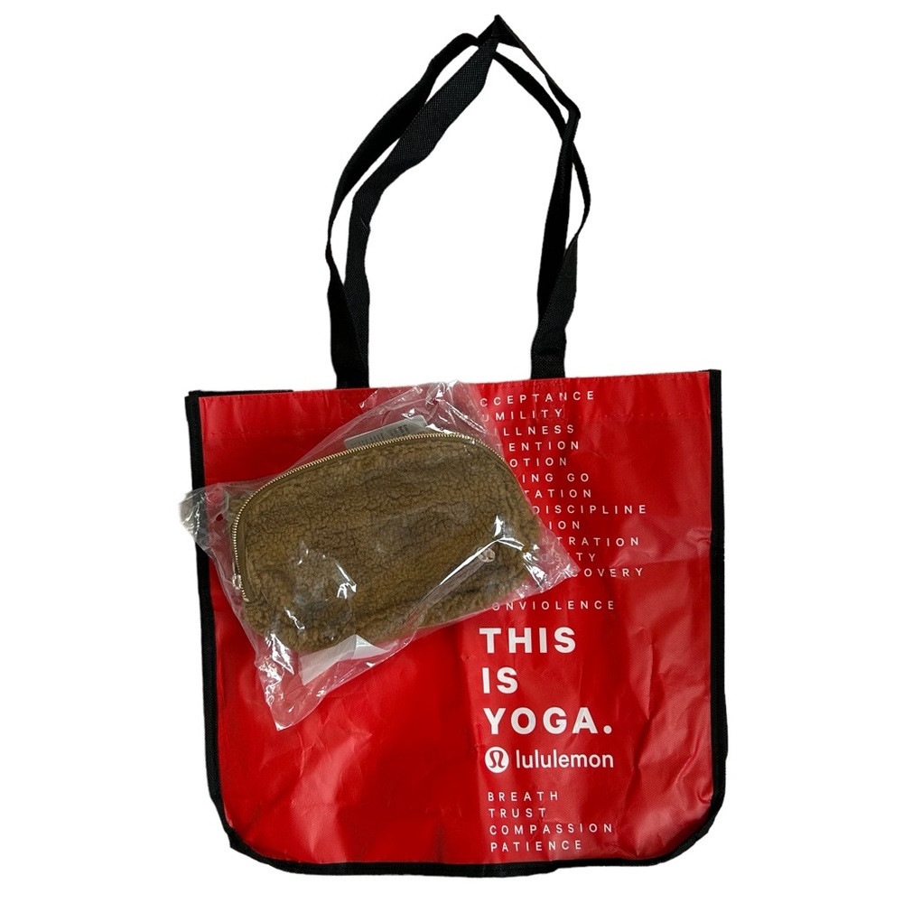 Lululemon Everywhere Belt Bag in Sherpa Burnt Caramel & Reusable Tote Bag